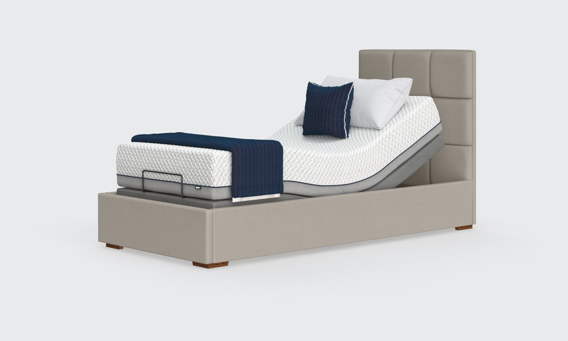 hagen deep 3ft bed in linen with an opal headboard