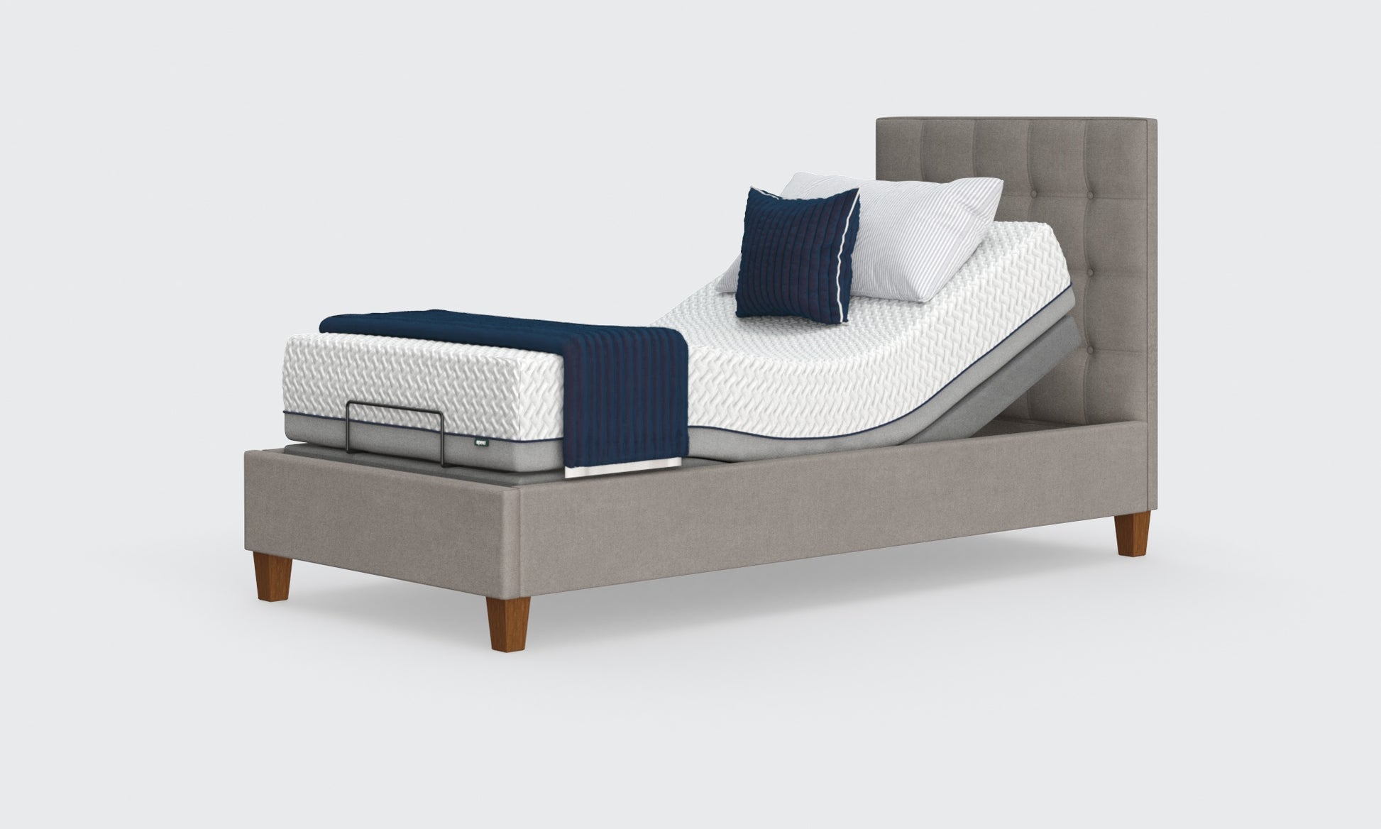 flyte shallow 3ft bed in the zinc material with an emerald headboard