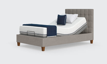 flyte shallow 4ft bed in the zinc material with an emerald headboard