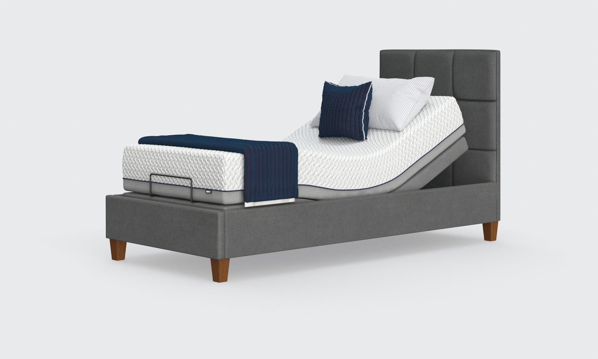 flyte shallow 4ft bed in anthracite material with an opal headboard
