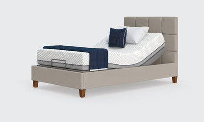 flyte shallow 4ft bed in linen material with an opal headboard