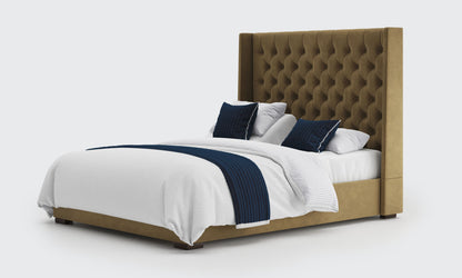 kensington 5ft king dual bed and mattress in the biscuit velvet material
