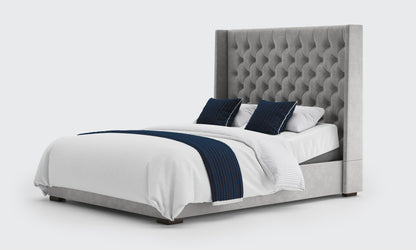 Premium adjustable 5ft double bed in the silver velvet material 