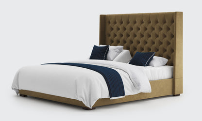 kensington 6ft super king dual bed and mattress in the biscuit velvet material