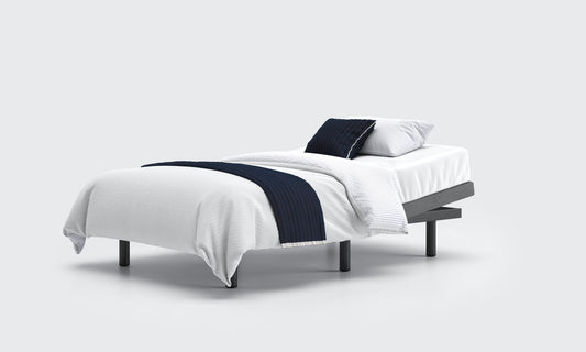 motion bed 4ft small double bed and mattress in the anthracite material with no headboard