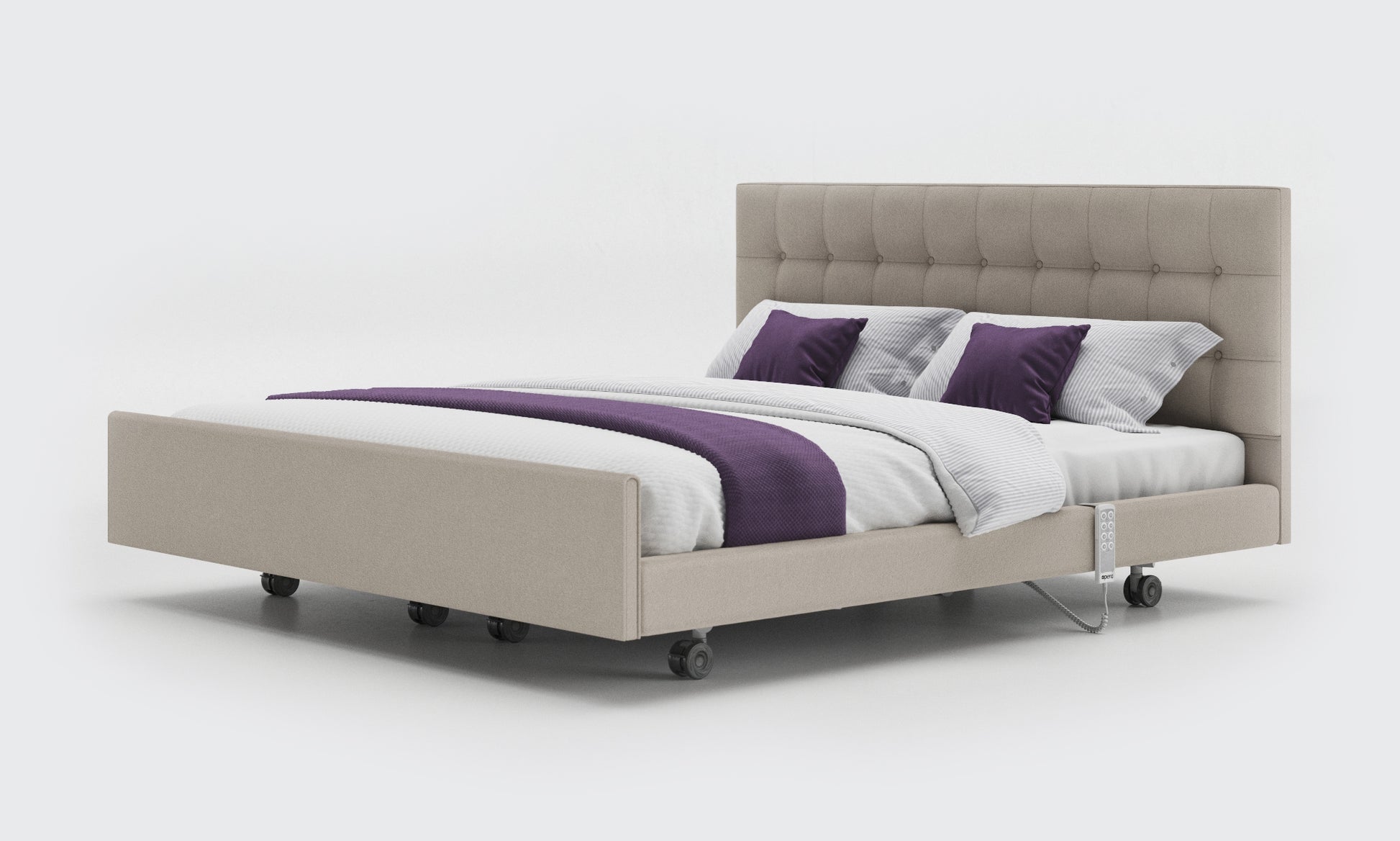 Linen Fabric Signature Comfort Dual Profiling Bed With an Emerald Headboard