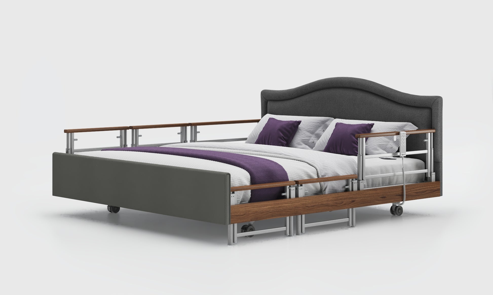 6ft Signature Comfort Plus Dual Profiling Bed With Anthracite Pearl Headboard and Walnut Rails