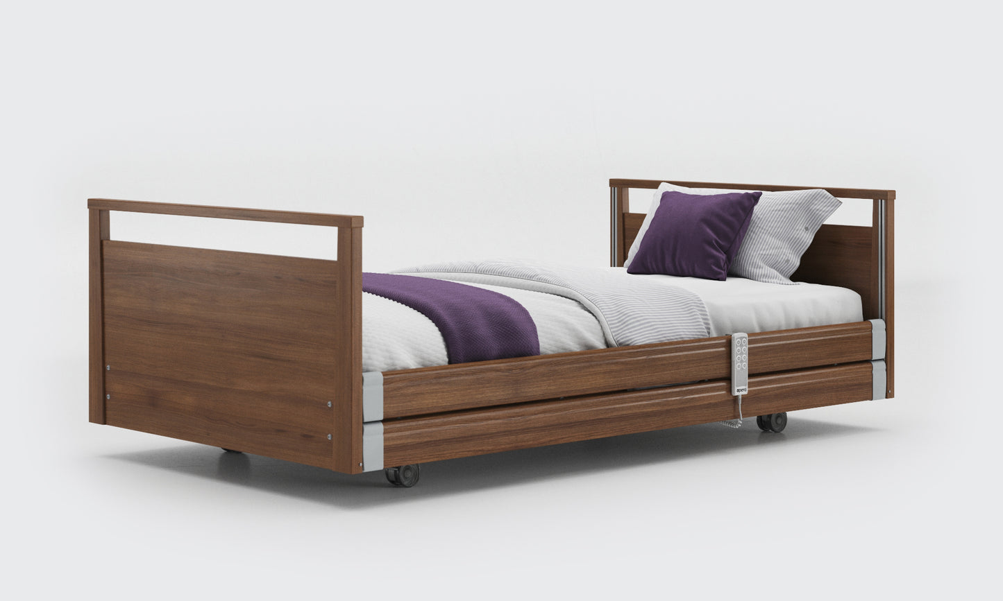 Walnut Wide Single Signature Profiling Bed With Side Rails
