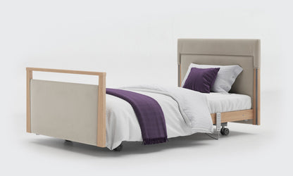 signature bed upholstered 3ft6 in oak without side rails in sisal leather