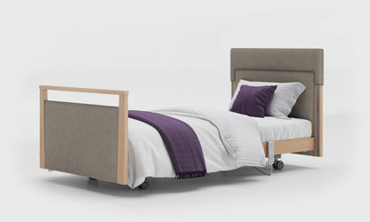 signature bed upholstered 3ft in oak without side rails in zinc fabric
