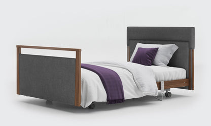 signature bed upholstered 4ft without rails in walnut in anthracite fabric
