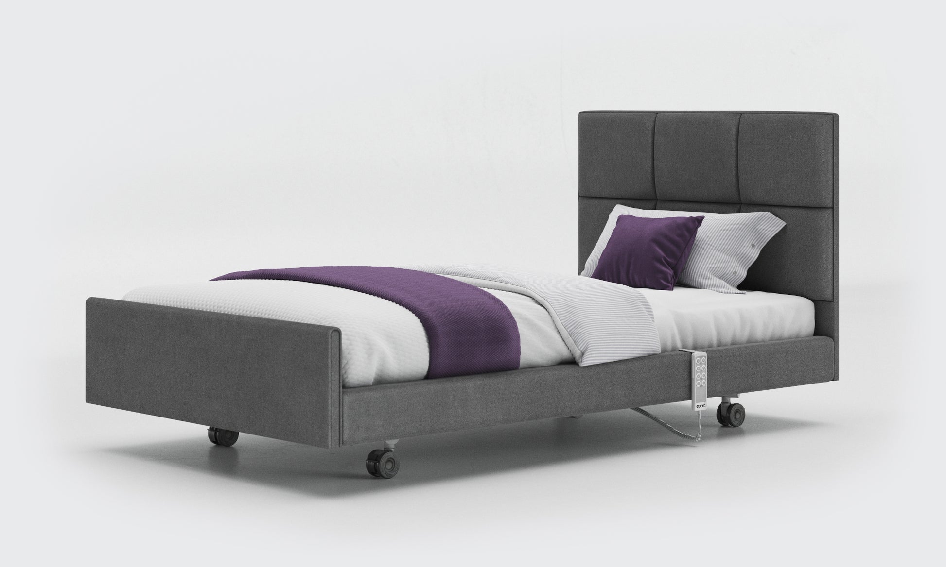 signature comfort bed 3ft6 with an opal headboard in anthracite fabric