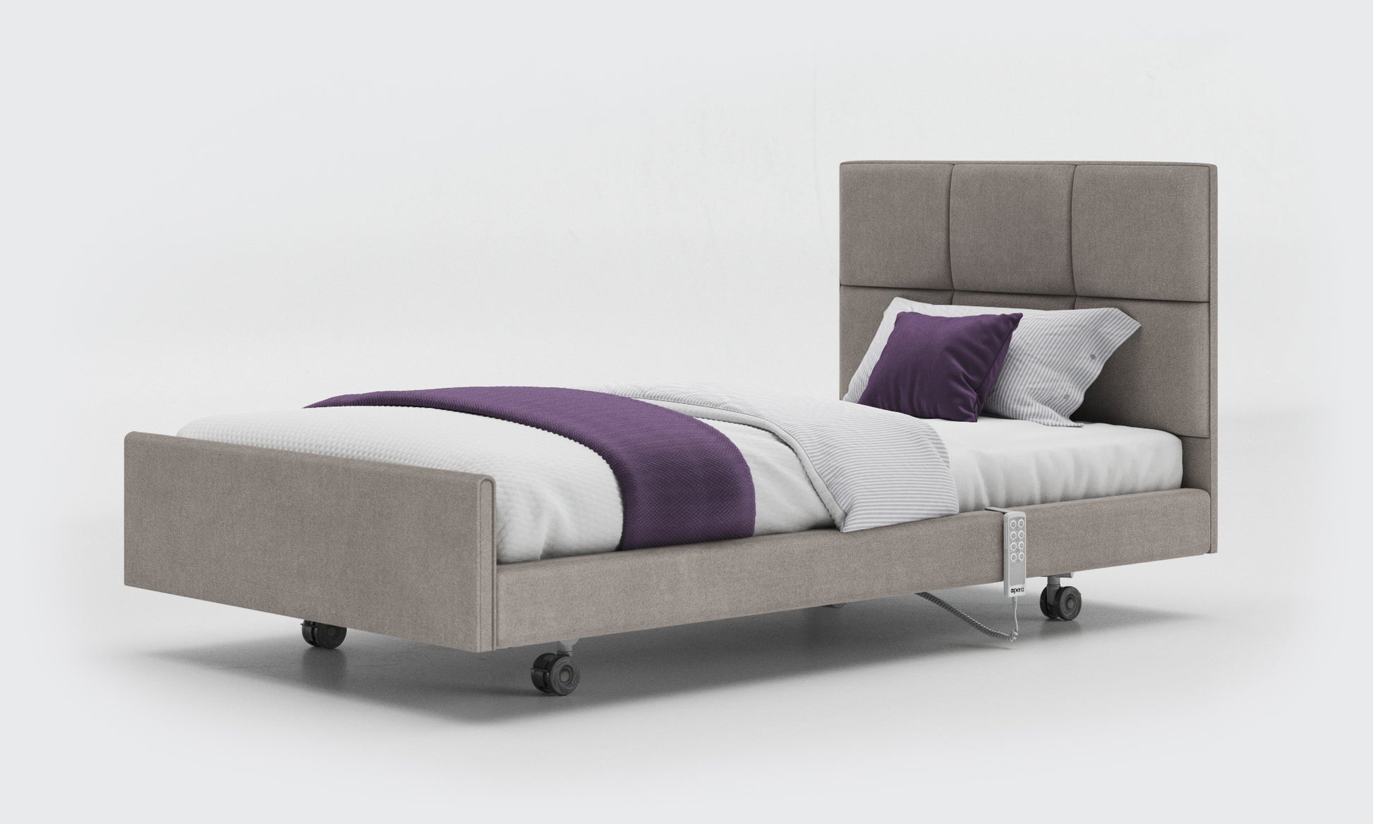 signature comfort bed 3ft6 with an opal headboard in zinc fabric 