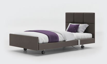 signature comfort bed 3ft6 with an opal headboard in meteor leather