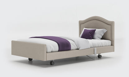 signature comfort bed 3ft6 with a pearl headboard in linen fabric
