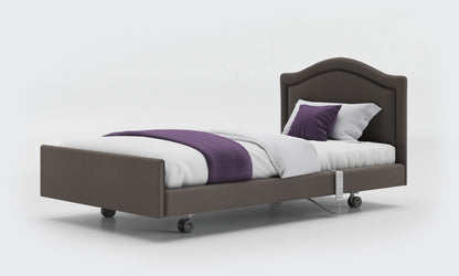 signature comfort bed 3ft6 with a pearl headboard in meteor leather