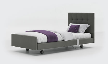 signature comfort bed 3ft with an emerald headboard in lichtgrau leather
