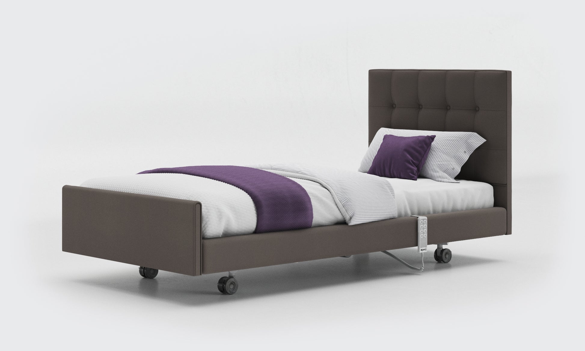 signature comfort bed 3ft with an emerald headboard in meteor leather