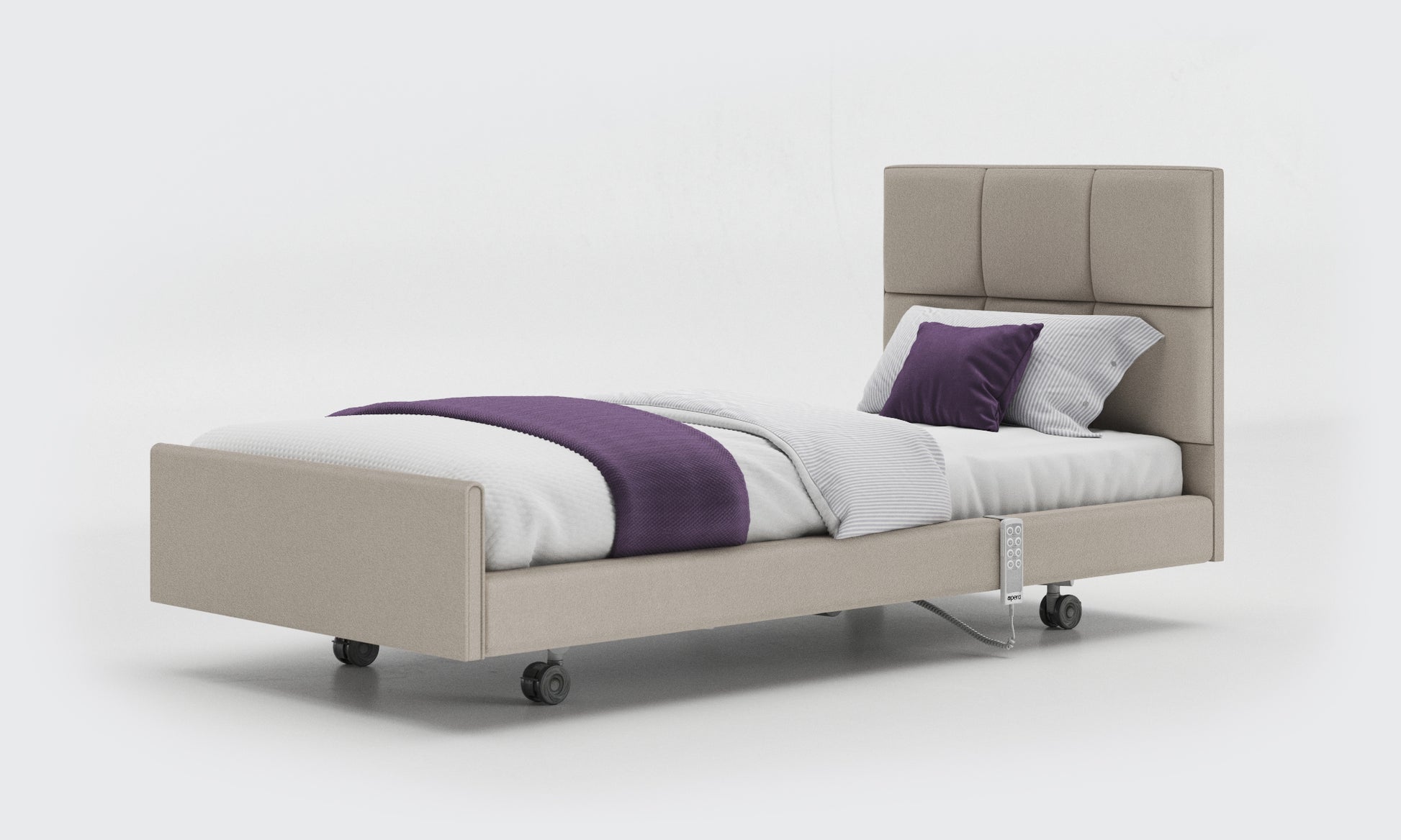 signature comfort bed 3ft with an opal headboard in linen fabric