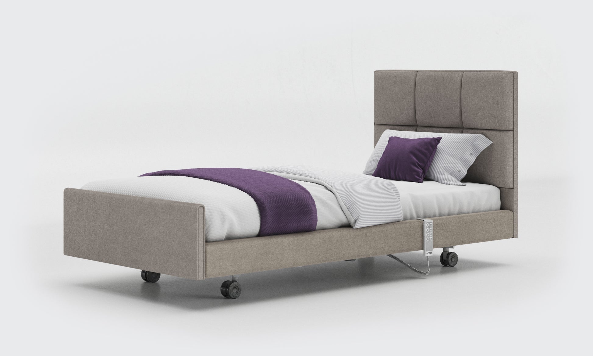signature comfort bed 3ft with an opal headboard in zinc fabric
