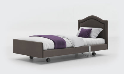 signature comfort bed 3ft with a pearl headboard in meteor leather