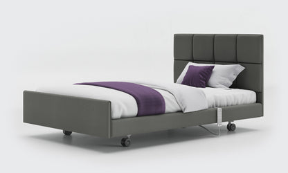 signature comfort bed 4ft with an opal headboard in lichtgrau leather