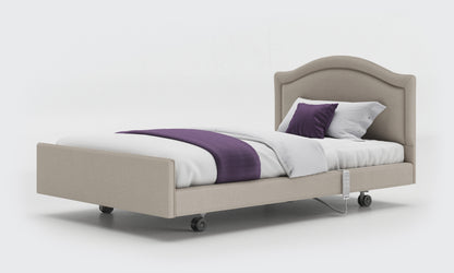 signature comfort bed 4ft with a pearl headboard in linen fabric