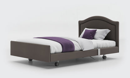 signature comfort bed 4ft with a pearl headboard in meteor leather