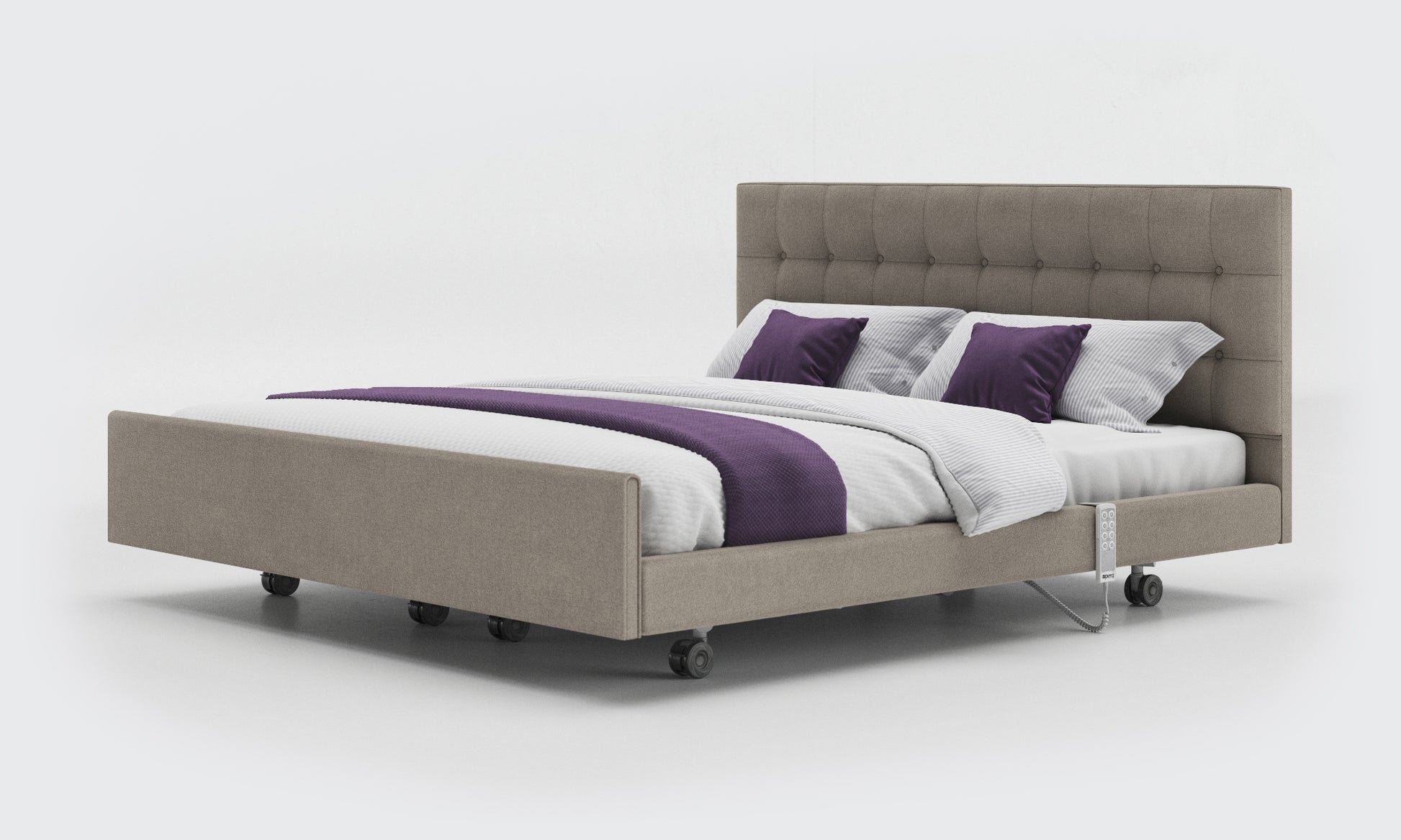 Zinc Fabric Signature Comfort Dual Profiling Bed With a Pearl Headboard