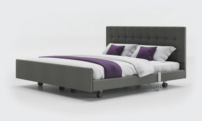 signature comfort dual bed 6ft without rails with an emerald headboard in lichtgrau leather