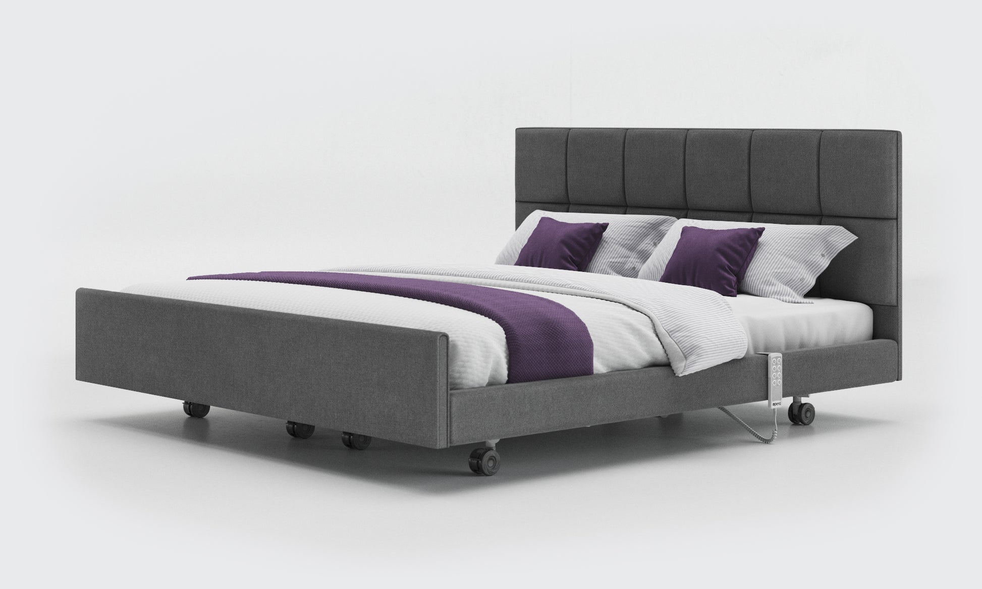 Anthracite Fabric Signature Comfort Dual Profiling Bed with an Opal Headboard