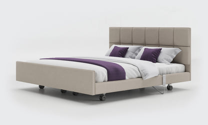 Linen Fabric Signature Comfort Dual Profiling Bed With an Opal Headboard