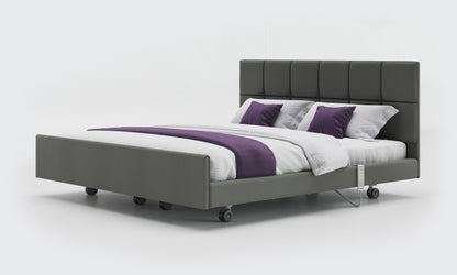 Lichtgrau Leather Signature Comfort Dual Profiling Bed With Opal Headboard