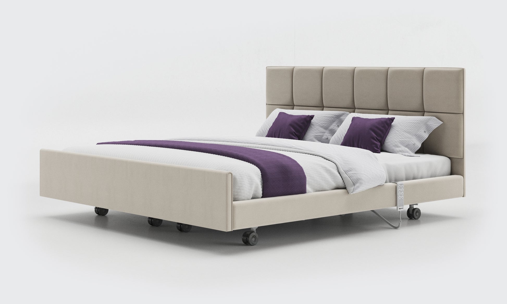 Sisal Leather Signature Comfort Dual Profiling Bed With an Opal Headboard