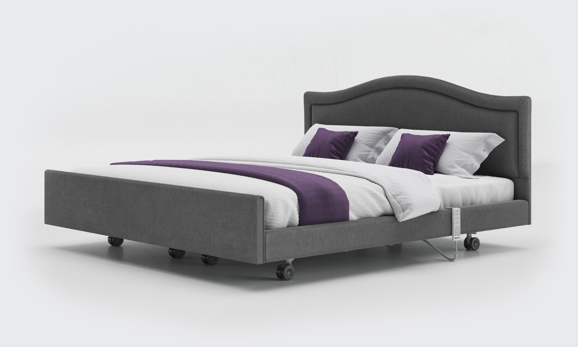 Anthracite Fabric Signature Comfort Dual Profiling Bed with a Pearl Headboard