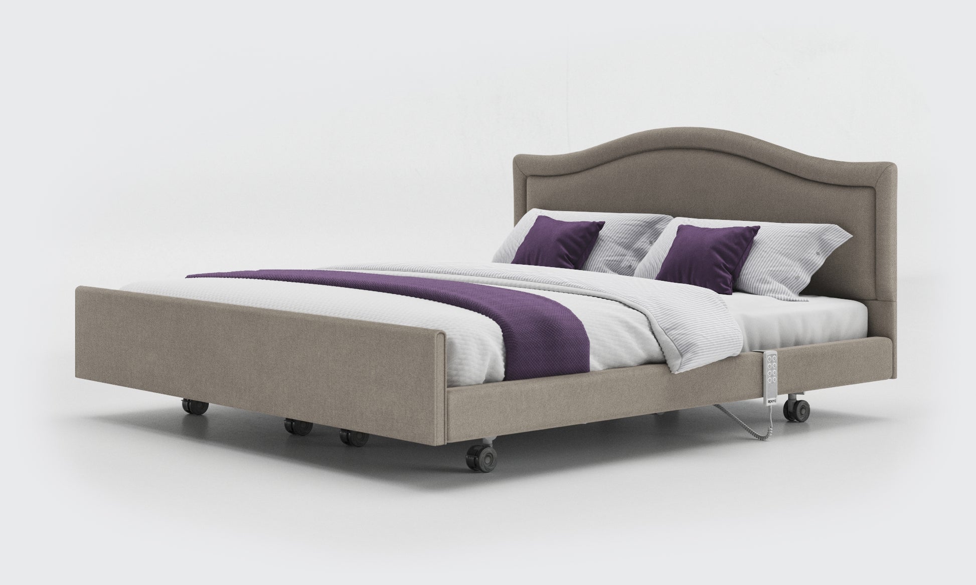 Zinc Fabric Signature Comfort Dual Profiling Bed With a Pearl Headboard