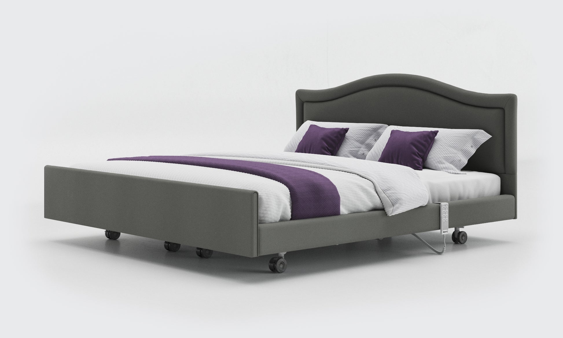 signature comfort dual bed 6ft without rails with a pearl headboard in lichtgrau leather