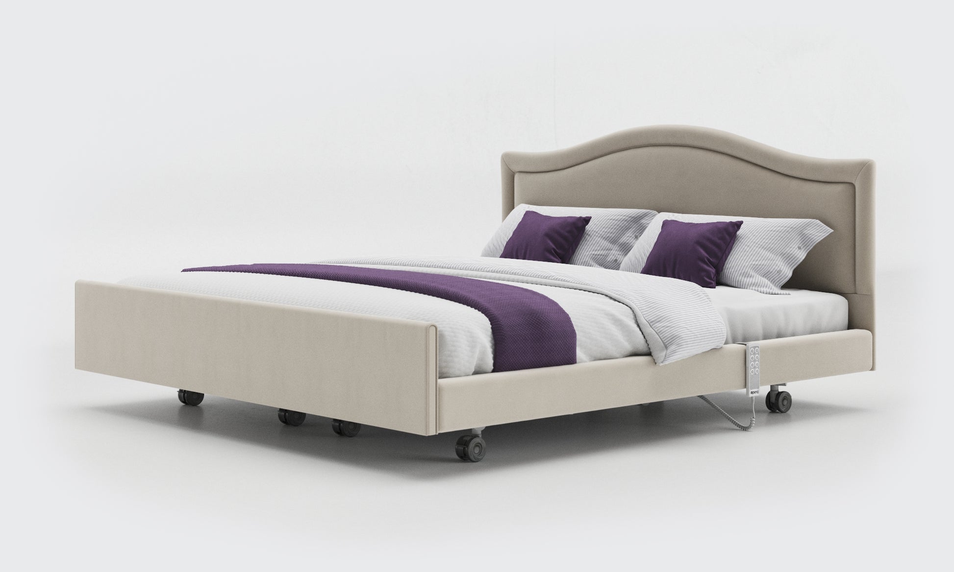 signature comfort dual bed 6ft without rails with a pearl headboard in sisal leather