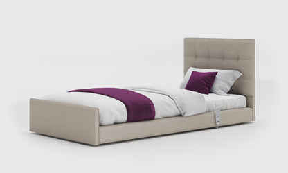 solo comfort bed 3ft with an emerald headboard in linen fabric