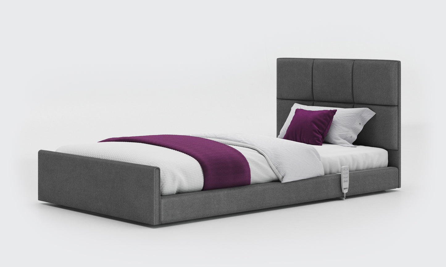 solo comfort bed 3ft6 with an opal headboard in anthracite fabric