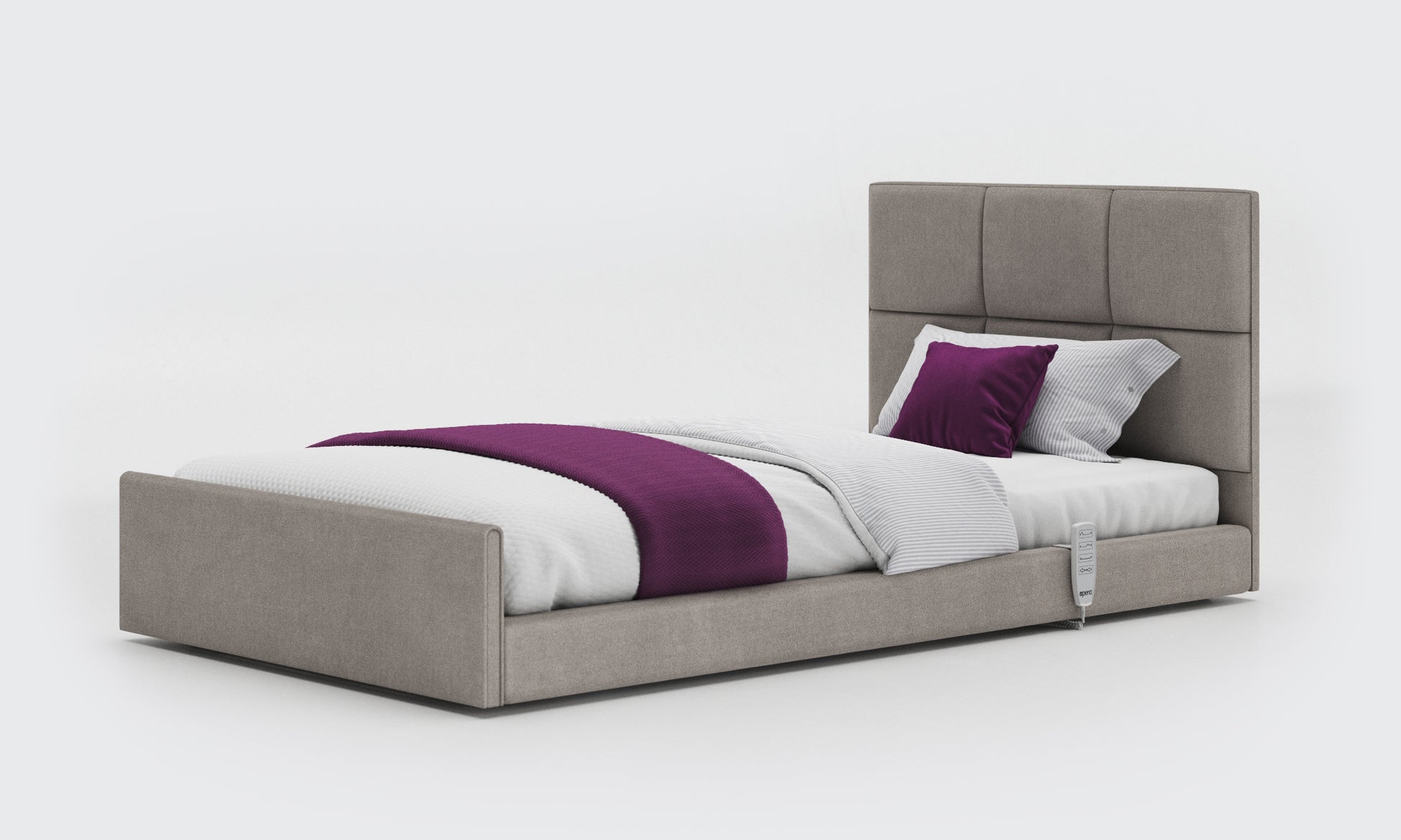 solo comfort bed 3ft6 with an opal headboard in zinc fabric