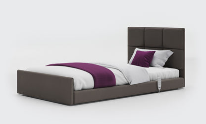 Solo comfort bed 3ft6 with an opal headboard in meteor leather