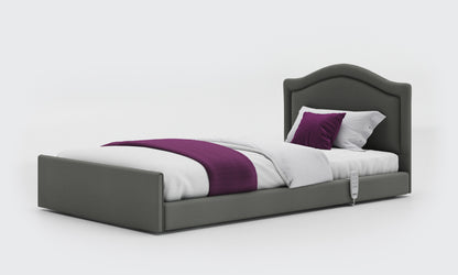 solo comfort bed 3ft6 with a pearl headboard in lichtgrau leather