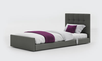 solo comfort bed 3ft with an emerald headboard in lichtgrau leather