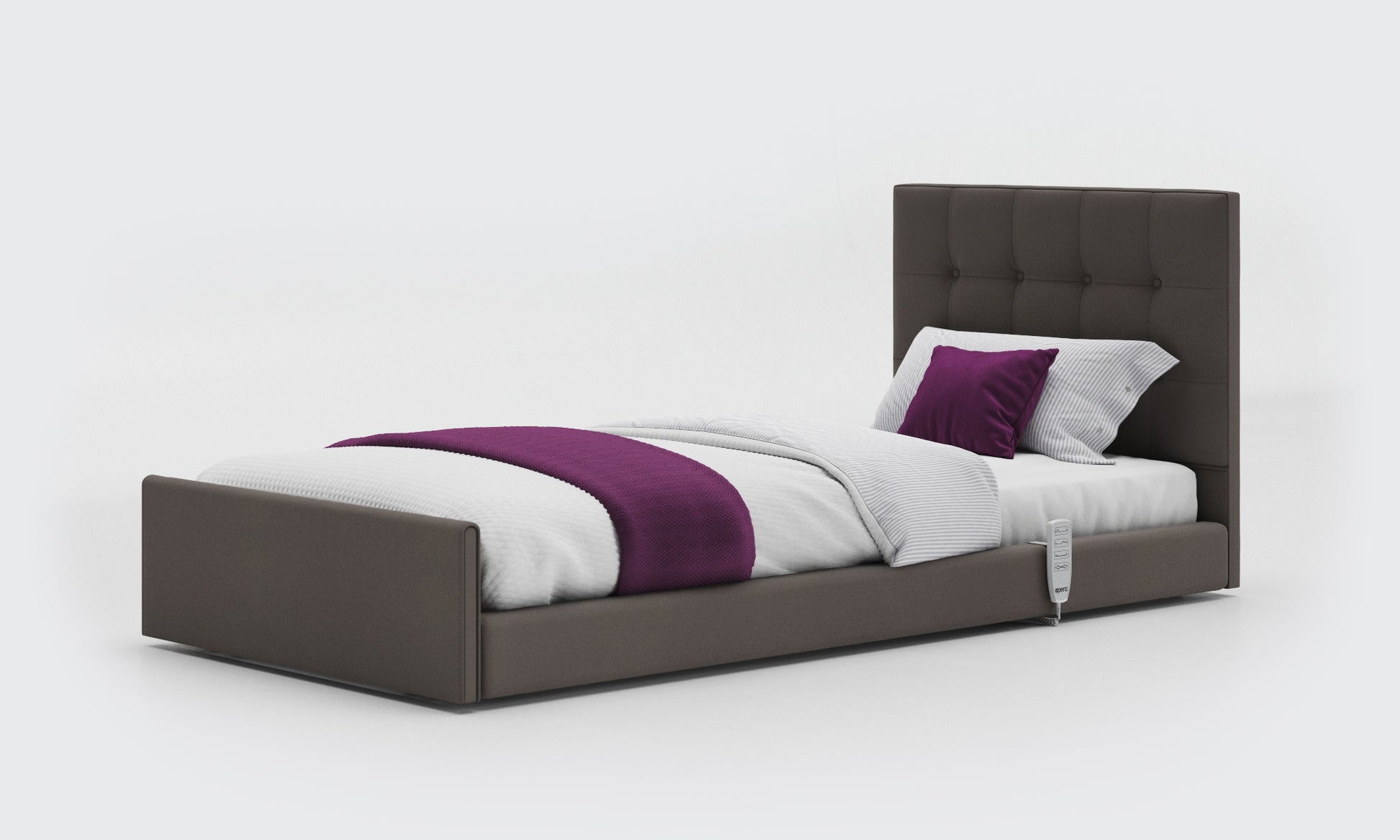 solo comfort bed 3ft with an emerald headboard in meteor leather