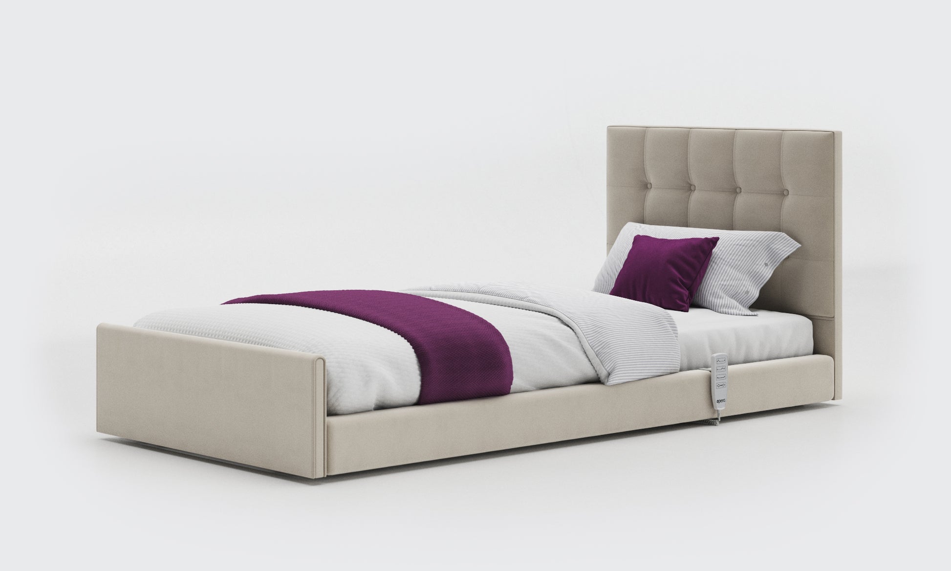 solo comfort bed 3ft with an emerald headboard in sisal leather