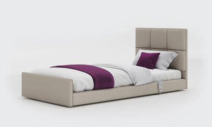 solo comfort bed 3ft with an opal headboard in linen fabric