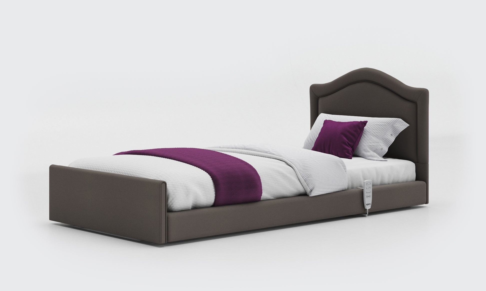 solo comfort bed 3ft with a pearl headboard in meteor leather