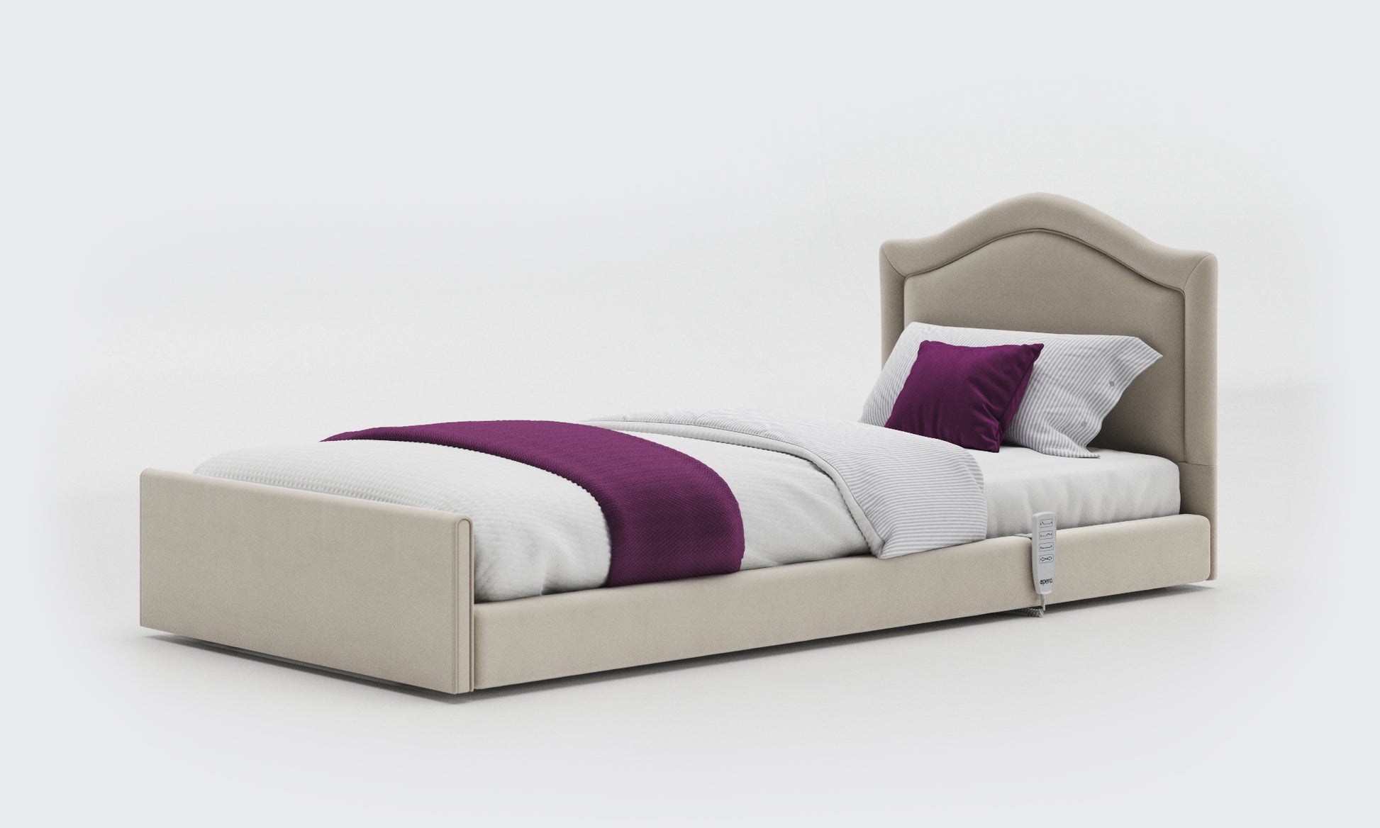 solo comfort bed 3ft with a pearl headboard in sisal leather