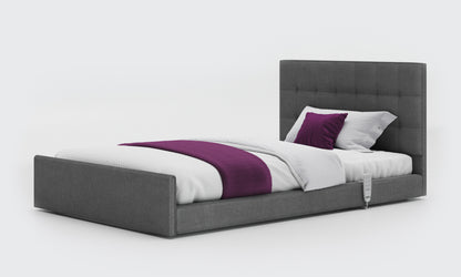 solo comfort bed 4ft with an emerald headboard in anthracite fabric 